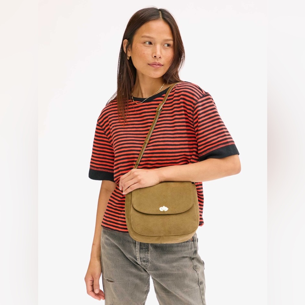 Clare V Louis Oat Suede Turnlock Crossbody - Picture 2 of 12